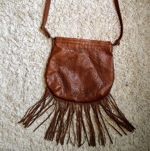 Leather fringe purse